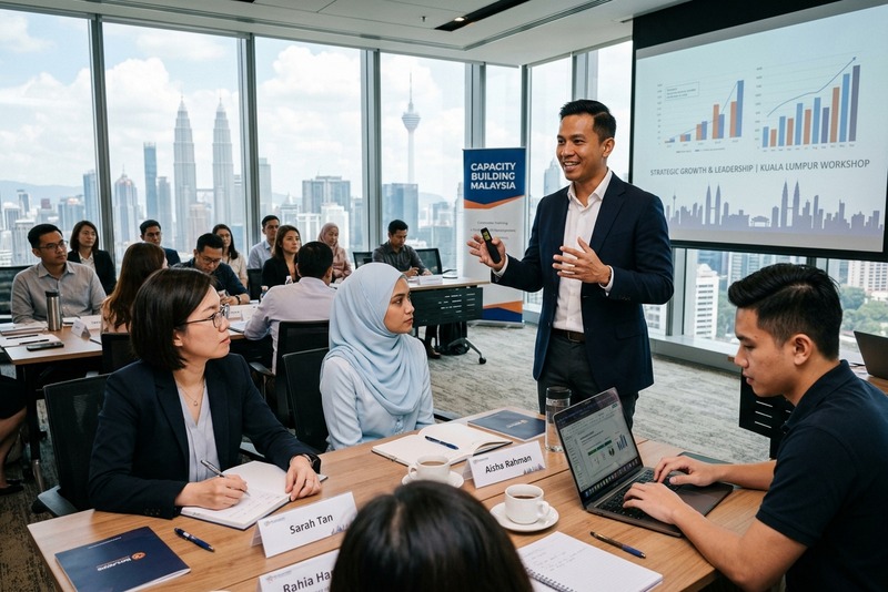 Facilitator leading a corporate training and development session